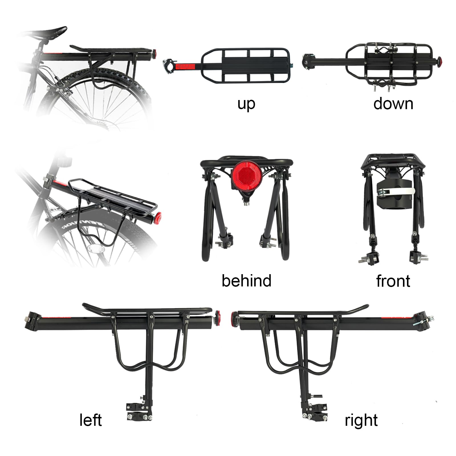 Autrido Quick Release Rear Bike Cargo Rack - Heavy Duty 165lbs Capacity Mountain Bicycle Luggage Carrier for Commuting, Touring & Outdoor Adventures