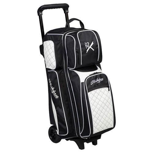 KR Strikeforce Royal Flush Triple Ball Roller Bowling Bag - Black & White for Professional & League Bowlers - Perfect for Tournaments, Practice & Travel