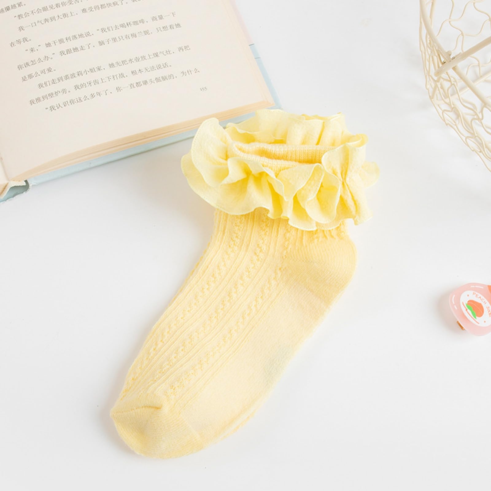 Toddler Girls Ruffle Socks - Newborn Baby Cotton Lace Frilly Socks - Cute Princess Style Dress Socks 1 Pack - Perfect for Parties, Photography & Special Occasions