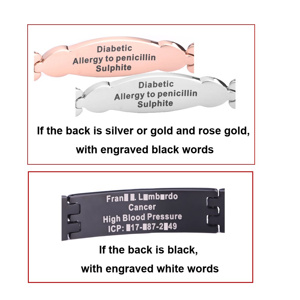 Personalized Medical Alert ID Bracelets for Men & Women - Stainless Steel Emergency Bracelet with Free Engraving (6.5-8.5 Inch Adjustable) - Ideal for Seniors, Diabetics & Allergy Sufferers - Perfect for Daily Wear, Travel & Emergency Situations