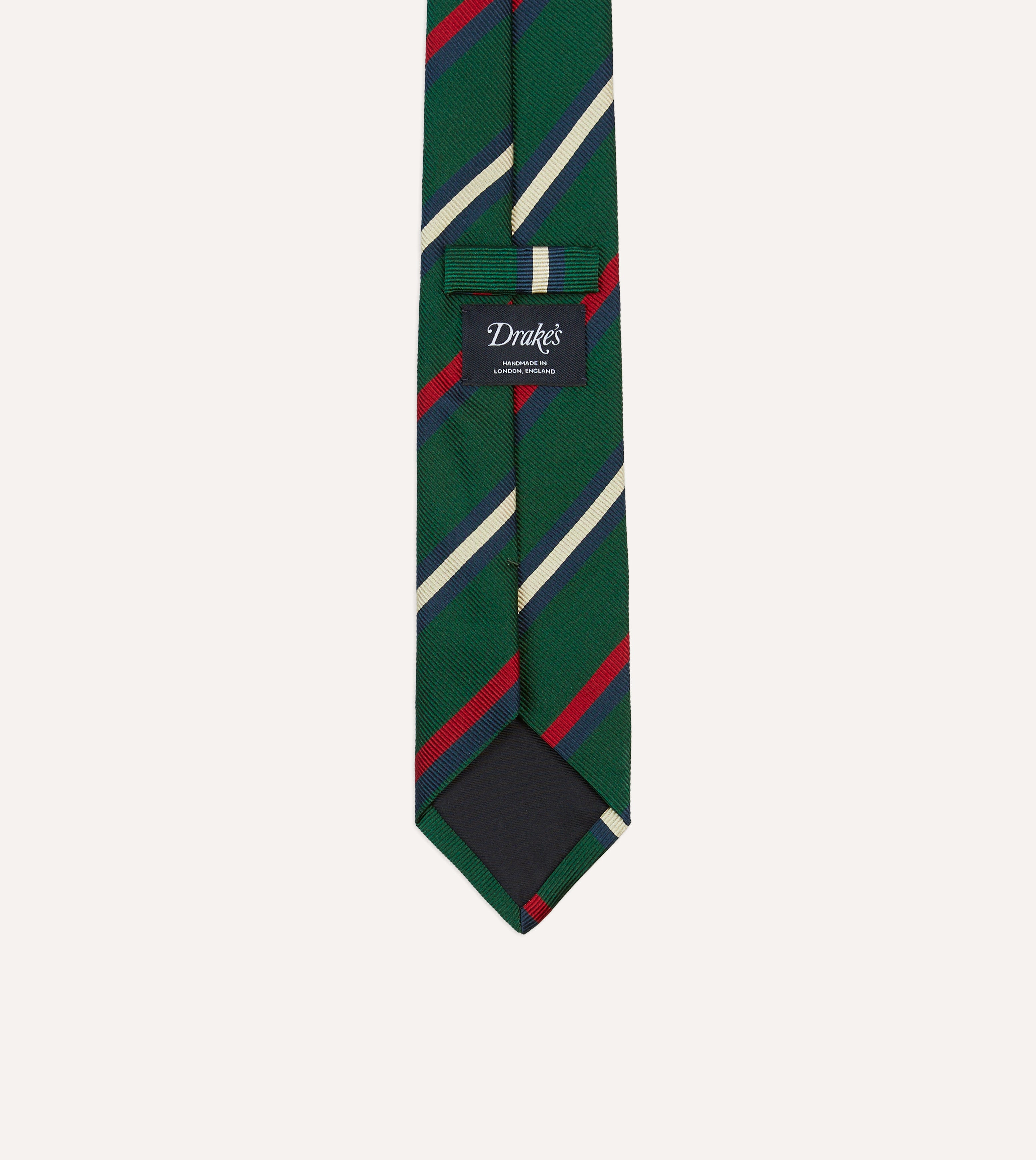 Green, Red, and White Striped Repp Silk Tipped Necktie - Perfect for Business Meetings, Weddings & Formal Events