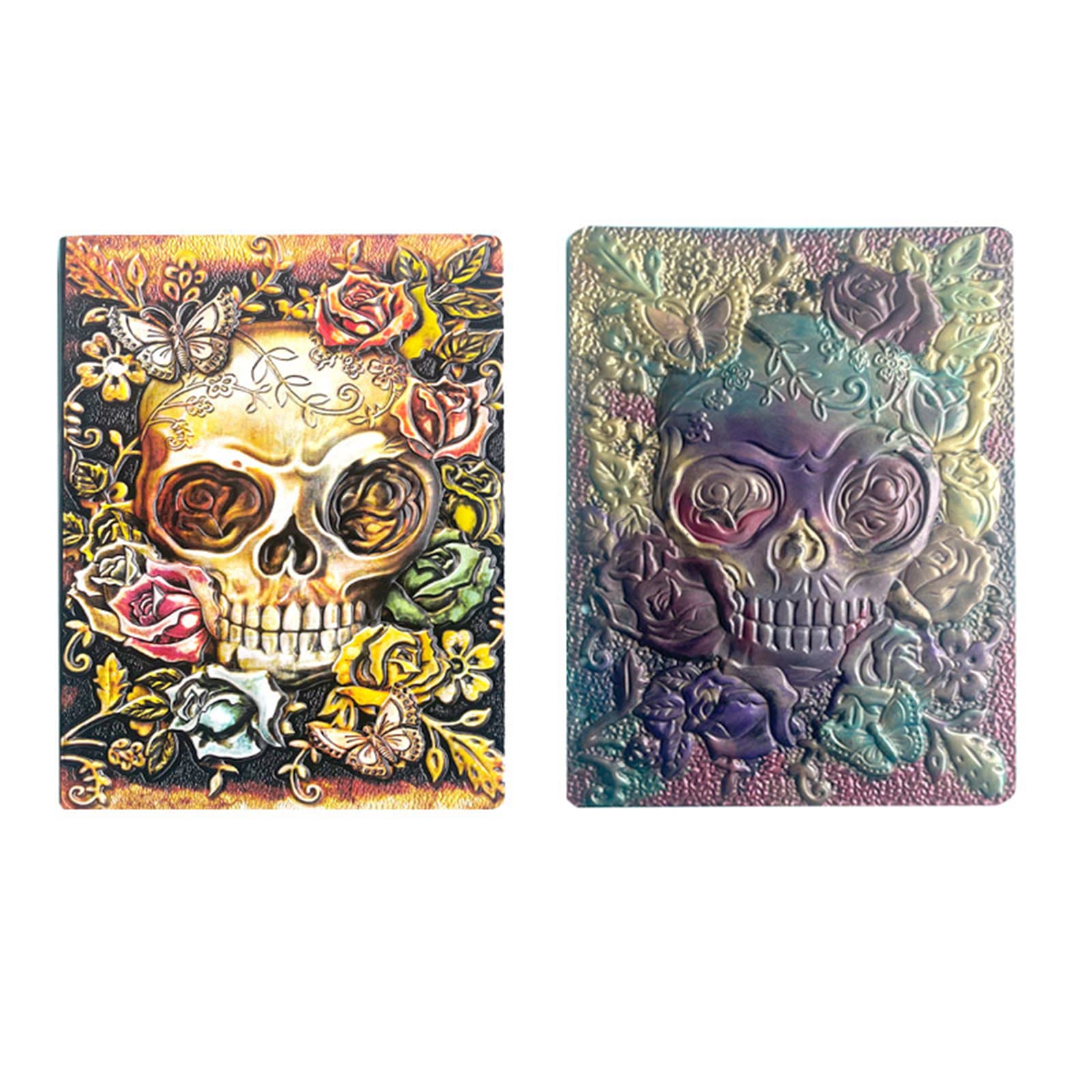 Halloween Skull Pattern Silicone Resin Molds for DIY A5 Notebook Cover - 2PCS Book Rings Included - Perfect for Epoxy Resin Crafts, Journal Making, and Unique Gift Creations