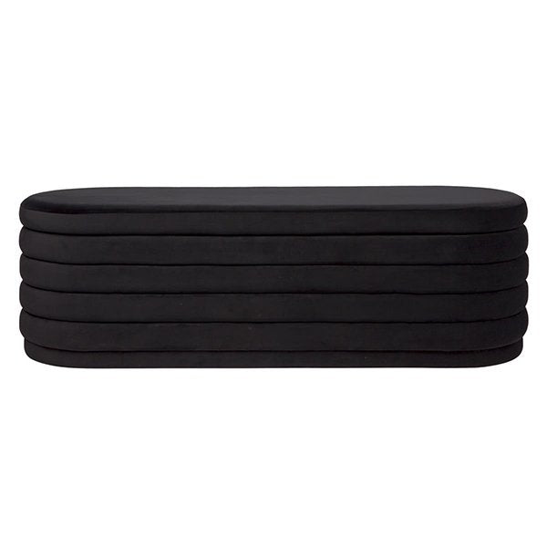 Demi Storage Bench Ottoman - Black Velvet Upholstered Footrest with Hidden Storage | Perfect for Living Room, Bedroom & Entryway Organization