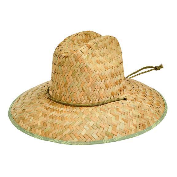 Men's Lifeguard Rush Straw Hat with Under Brim Print & Adjustable Chin Cord - Perfect for Beach, Pool, and Outdoor Summer Activities