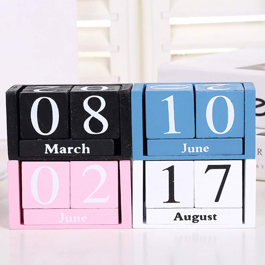 VORCOOL Wooden Perpetual Calendar - Black Desktop Date Block for Home, Office & School | Perfect for Planning, Organizing & Decorating Workspace