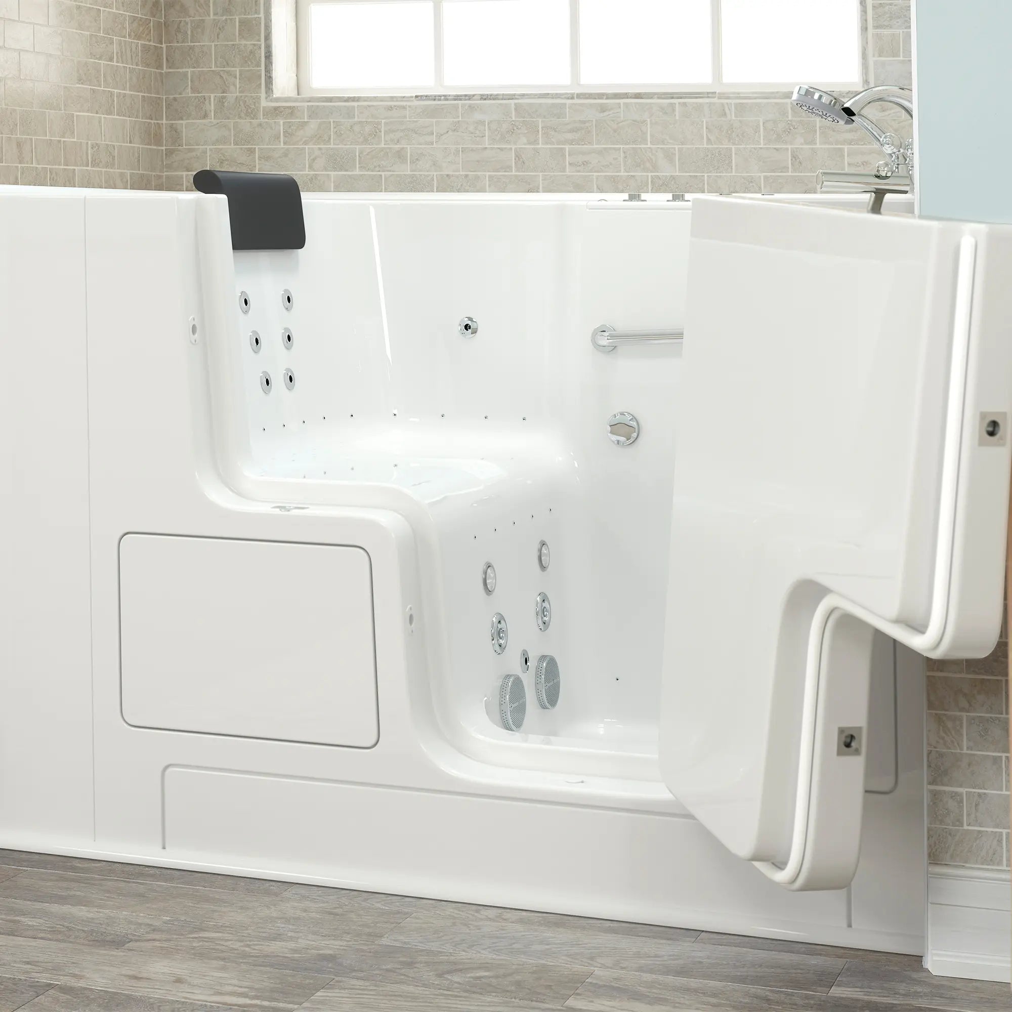 Premium 32 x 52 Inch Gelcoat Walk-In Bathtub with Air Spa & Whirlpool Systems - Right Hand Drain & Faucet - Ideal for Elderly & Mobility Support, Relaxing Hydrotherapy at Home