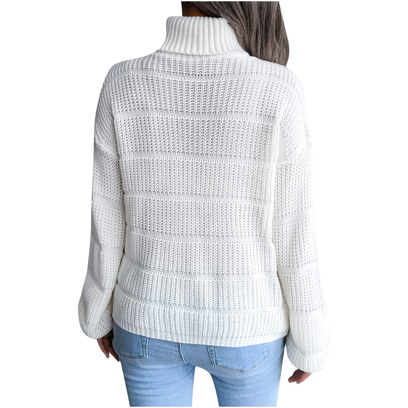 Women's Oversized Turtleneck Sweater - Soft Waffle Knit Long Sleeve Pullover Tunic Top for Fall & Winter | Cozy Casual Wear, Office Outfit, Holiday Fashion
