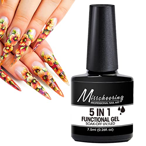 Hearthxy 5-in-1 Nail Extension Gel Glue - 8ml Professional Nail Adhesive with Primer for Salon & DIY Nail Art | Perfect for Home Manicures, Nail Extensions & Creative Nail Designs