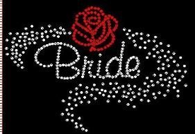 Bridal Rose Rhinestone Iron-On T-Shirt Design for Wedding Party & Bachelorette - DIY Custom Apparel for Bridesmaids & Bride