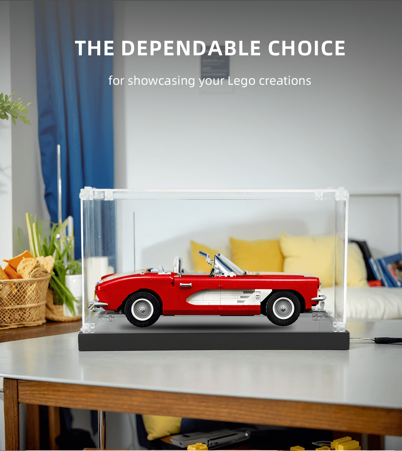 Lego Creator Chevrolet Corvette 10321 Display Case - Clear Acrylic Showcase for Car Model Collection & Home Office Decor