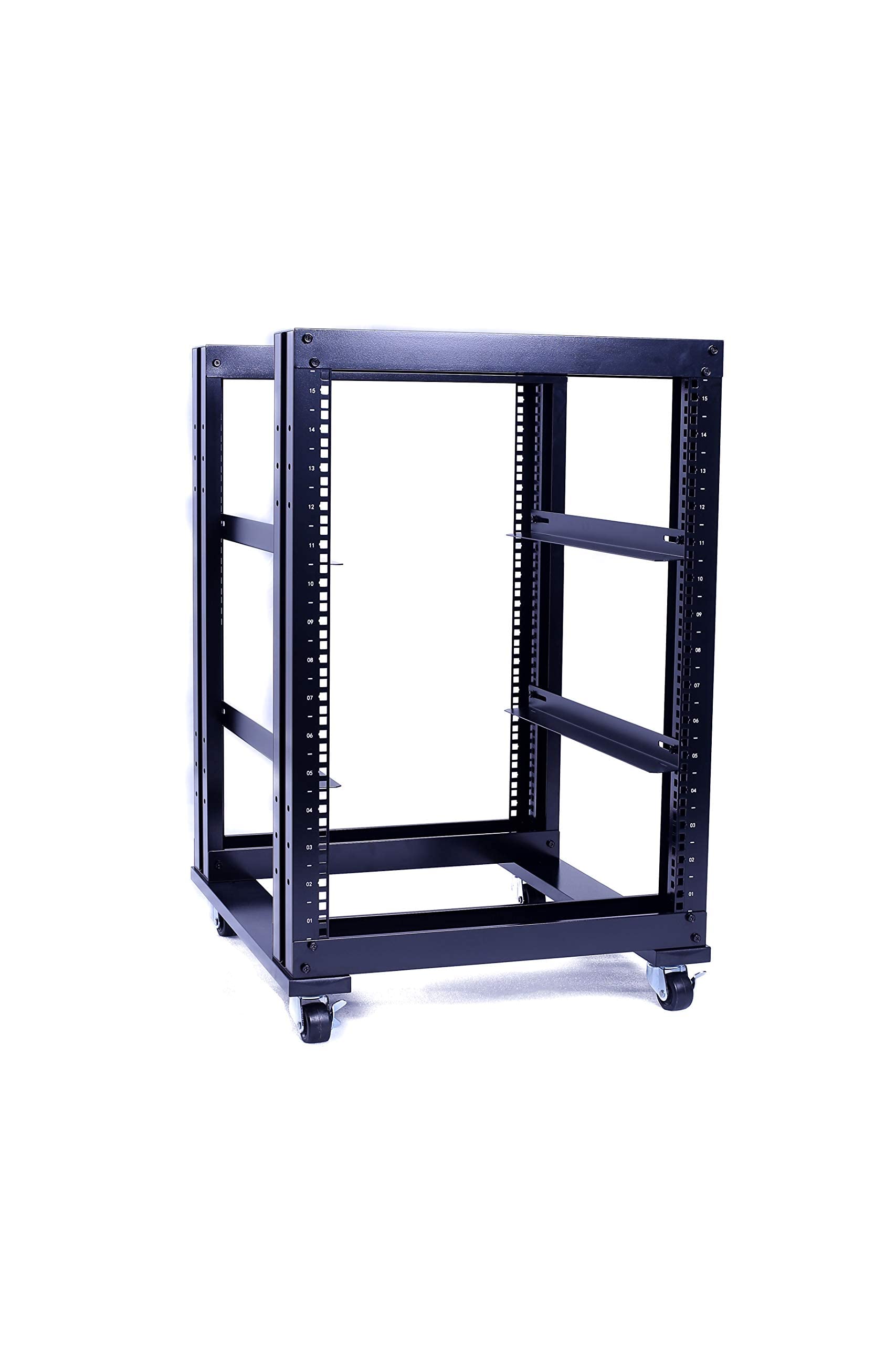 15U 4-Post Open Frame 19-Inch Server Rack | Heavy Duty Steel & Aluminum Construction | UL Certified | Perfect for Data Centers, Home Studios & AV Equipment (31-Inch Depth)