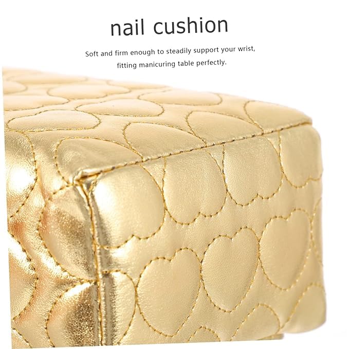 Premium Washable PU Leather Hand Rest Nail Pillow - Detachable Manicure Armrest Cushion for Nail Art & Tech (Square Shape, Gold) - Ideal for Salon, Home & Professional Nail Artists