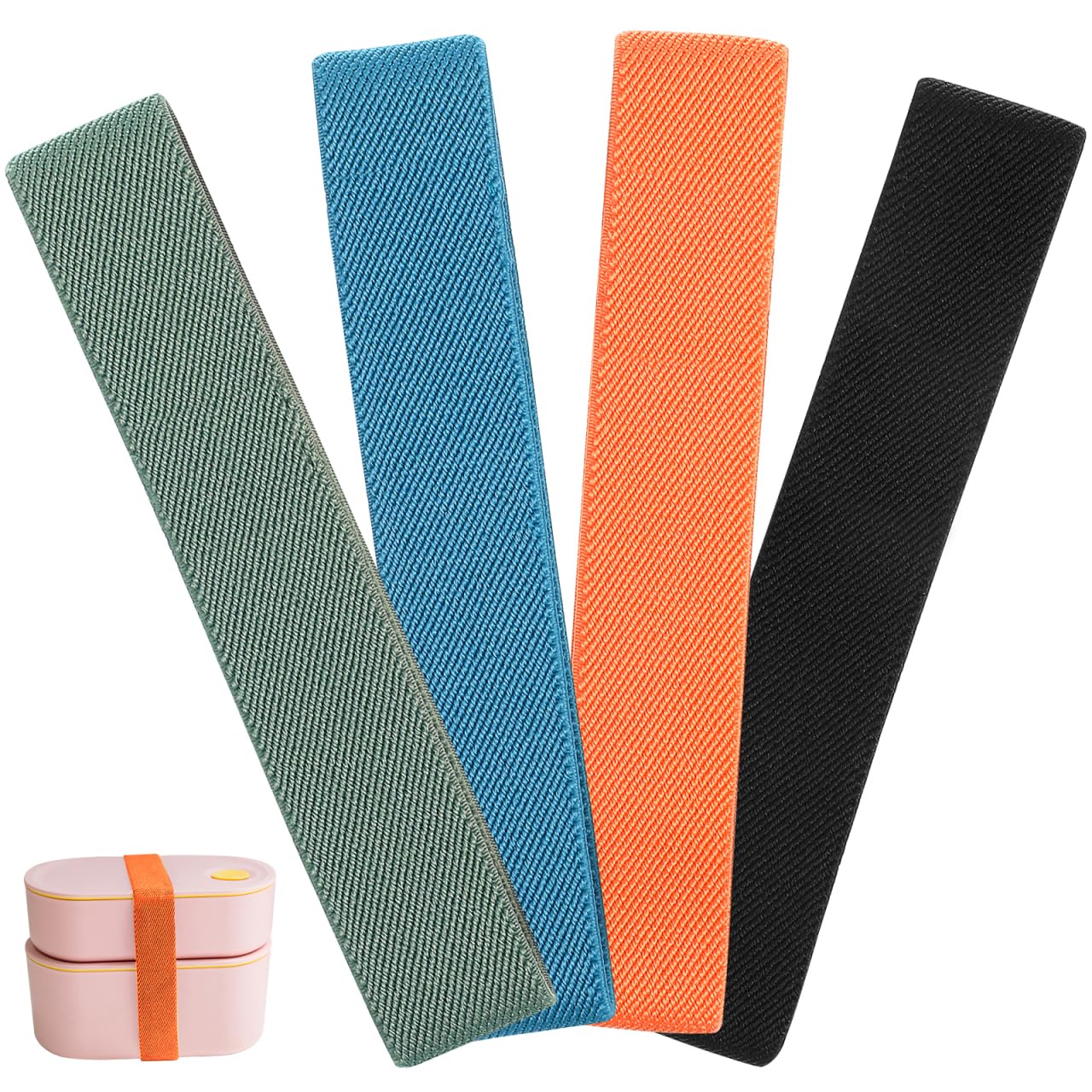DOITOOL 4-Pack Reusable Nylon Lunch Box Straps - Secure Food Containers for Travel, Picnics & Meal Prep - Elastic Bands for Tightly Wrapping Lunch Boxes & Food Storage Containers