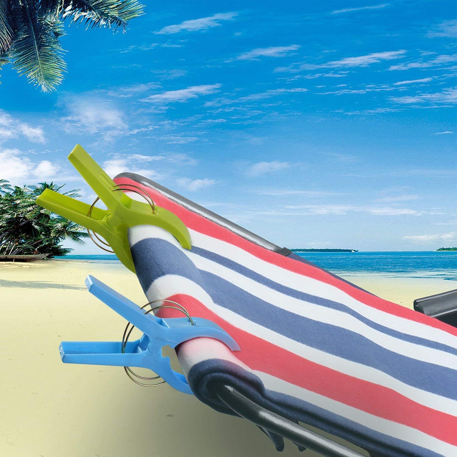 4Pcs Heavy Duty Beach Towel Clips for Chairs - Cruise, Pool & Outdoor Use - Secure Your Towel from Wind - Durable Plastic Clothes Pins for Beach, Vacation and Travel Essentials