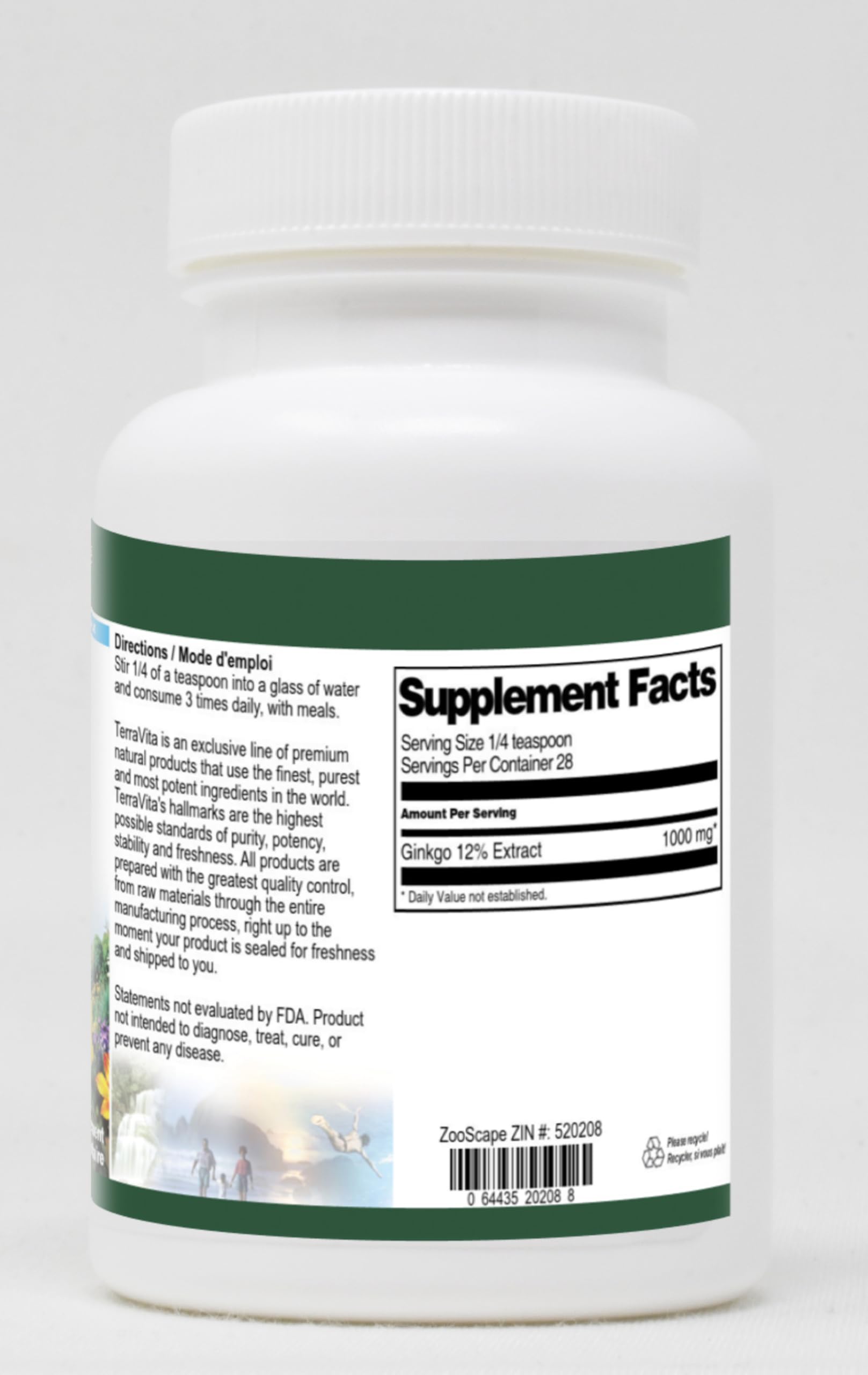 Premium 12% Ginkgo Biloba Powder Extract (1 oz) - Natural Brain Support & Memory Enhancer - Ideal for Cognitive Health, Focus, and Stress Relief