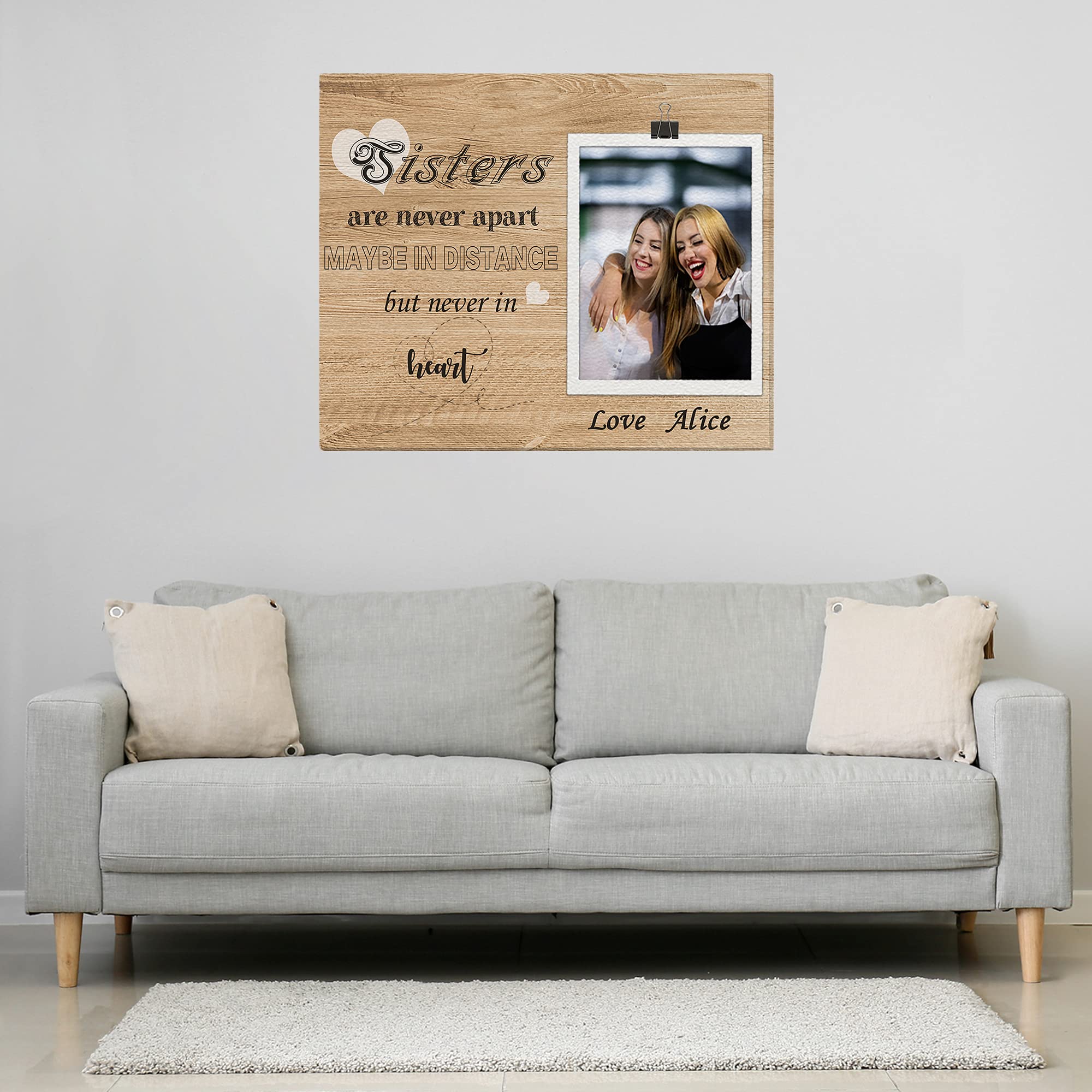 Custom Sister Photo Canvas Print - Personalized Wall Art Gift for Sister, Friend & Women - Graduation, Moving Away, Christmas & Birthday Present - Perfect for Home Decor, Bedroom & Living Room