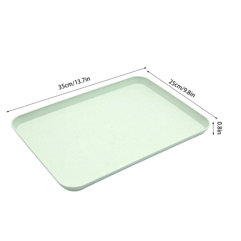 Unbreakable Wheat Straw Dinner Tray - Decorative Food Serving Tray for Coffee Table, Couch & Party | Eco-Friendly Snack & Appetizer Platter for Dining, Picnic & Home Use (Blue)