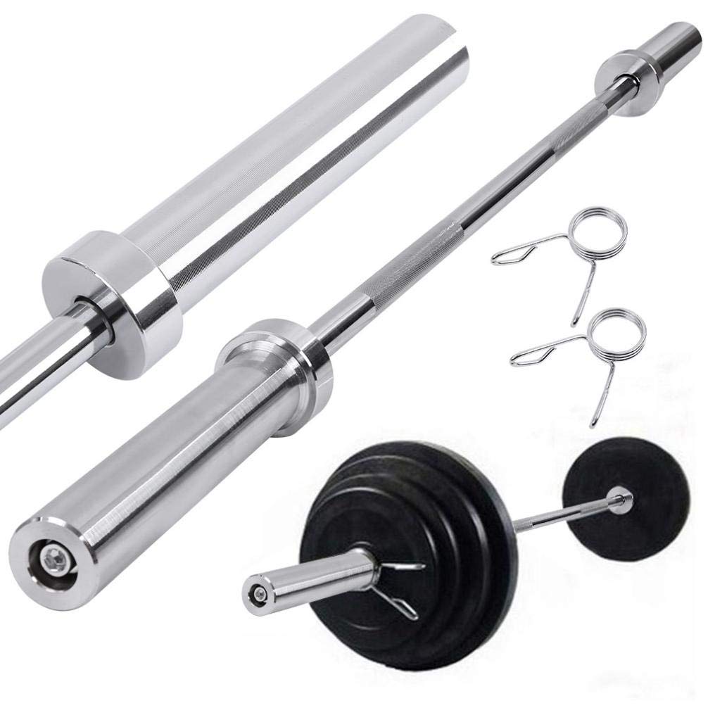 Kingtowag Olympic Barbell Bar - 5 FT Straight Weightlifting Curly Barbell with Spring Collars - Heavy Duty Powerlifting Bar for Olympic Lifts, Deadlifts & Squats - Perfect for Home Gym & CrossFit Training