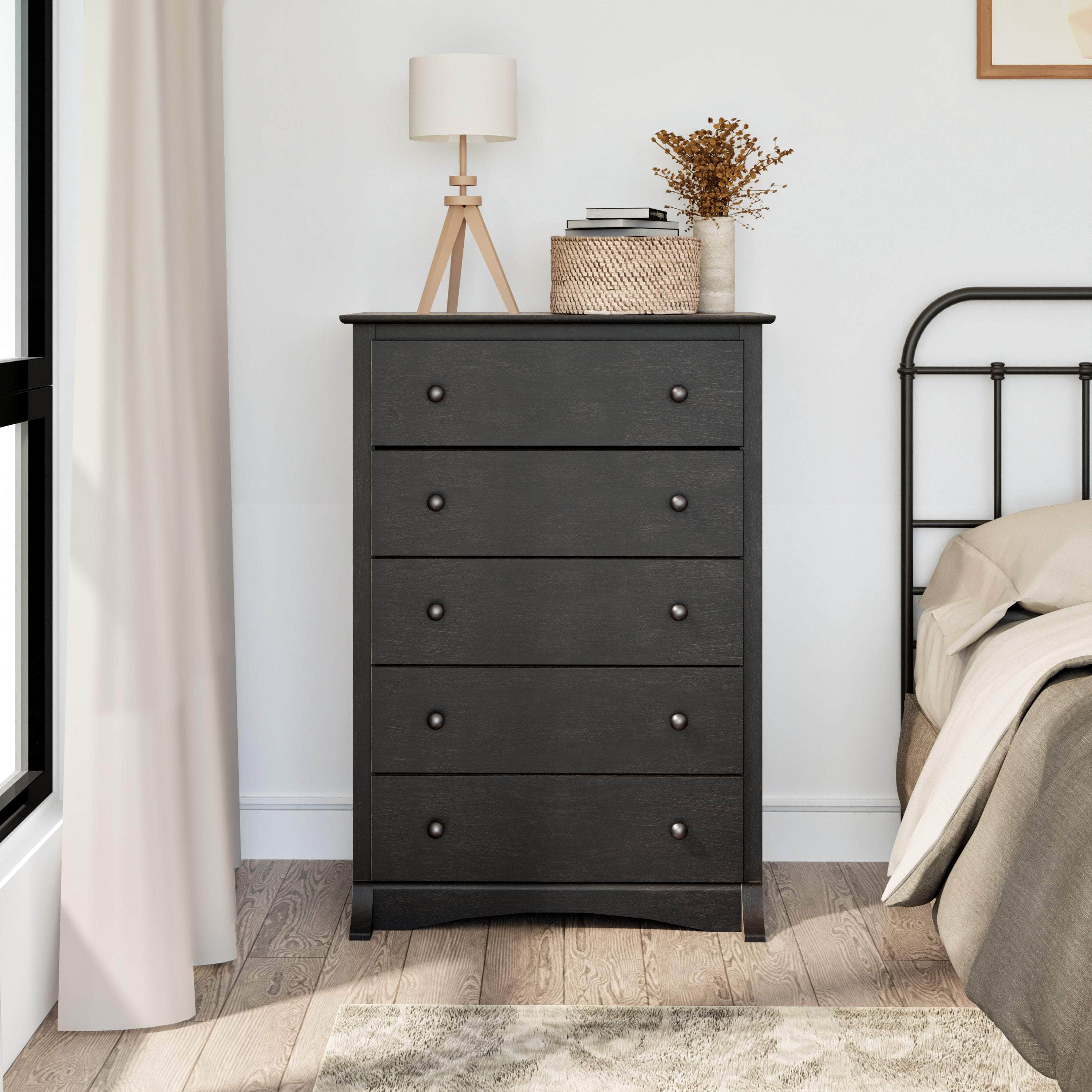 Sonoma 5-Drawer Dresser Chest - White, Black, Gray, Blue & Beige | Bedroom Storage Organizer for Clothes & Accessories