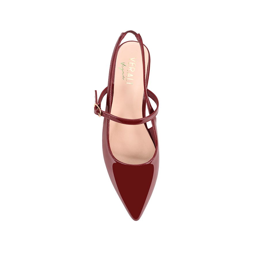 Hiatus Sling Back Flats - Wine Patent Leather Comfortable Women's Shoes for Work, Date Night & Casual Outfits