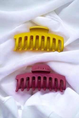 KK CREATIONS Large Non-Slip Hair Claw Clips for Women - 2 Pack Strong Hold Matte Hair Clamps, Perfect for Thick Hair, Ponytails & Updos - Ideal for Work, Gym, School & Everyday Styling