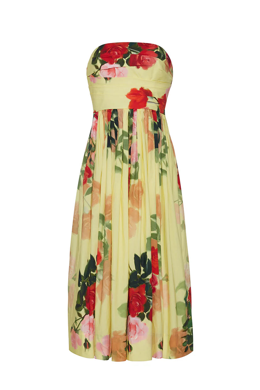Daria Dress Le Rose Yellow - Elegant Floral Summer Dress for Women | Perfect for Weddings, Parties & Casual Outings
