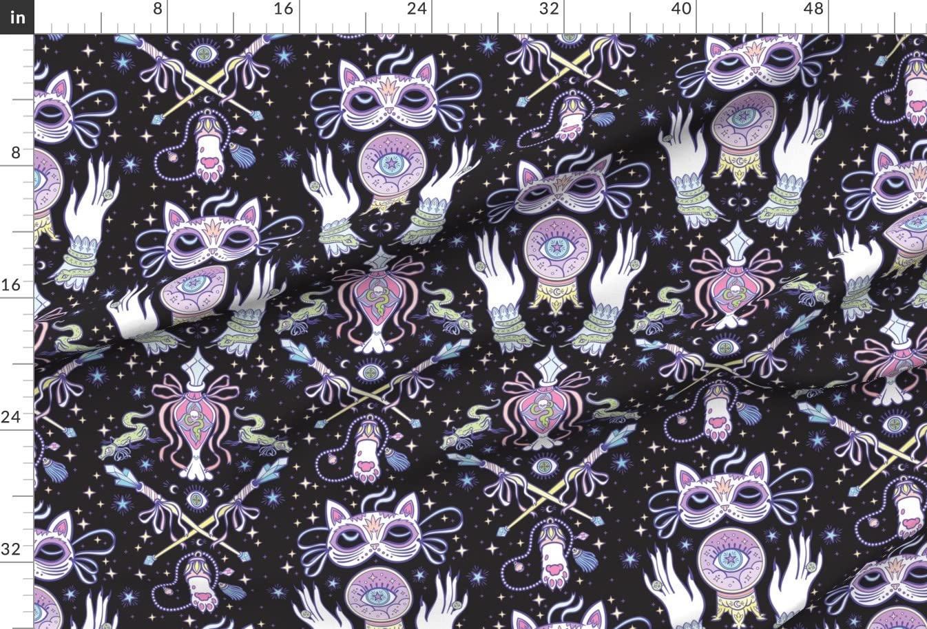 Gothic Party Black Fantasy Printed Minky Fabric by The Yard - Soft Plush Material for Sewing Baby Blankets, Quilt Backing & DIY Projects - Perfect for Halloween Decor, Gothic Home Decor & Unique Gift Ideas