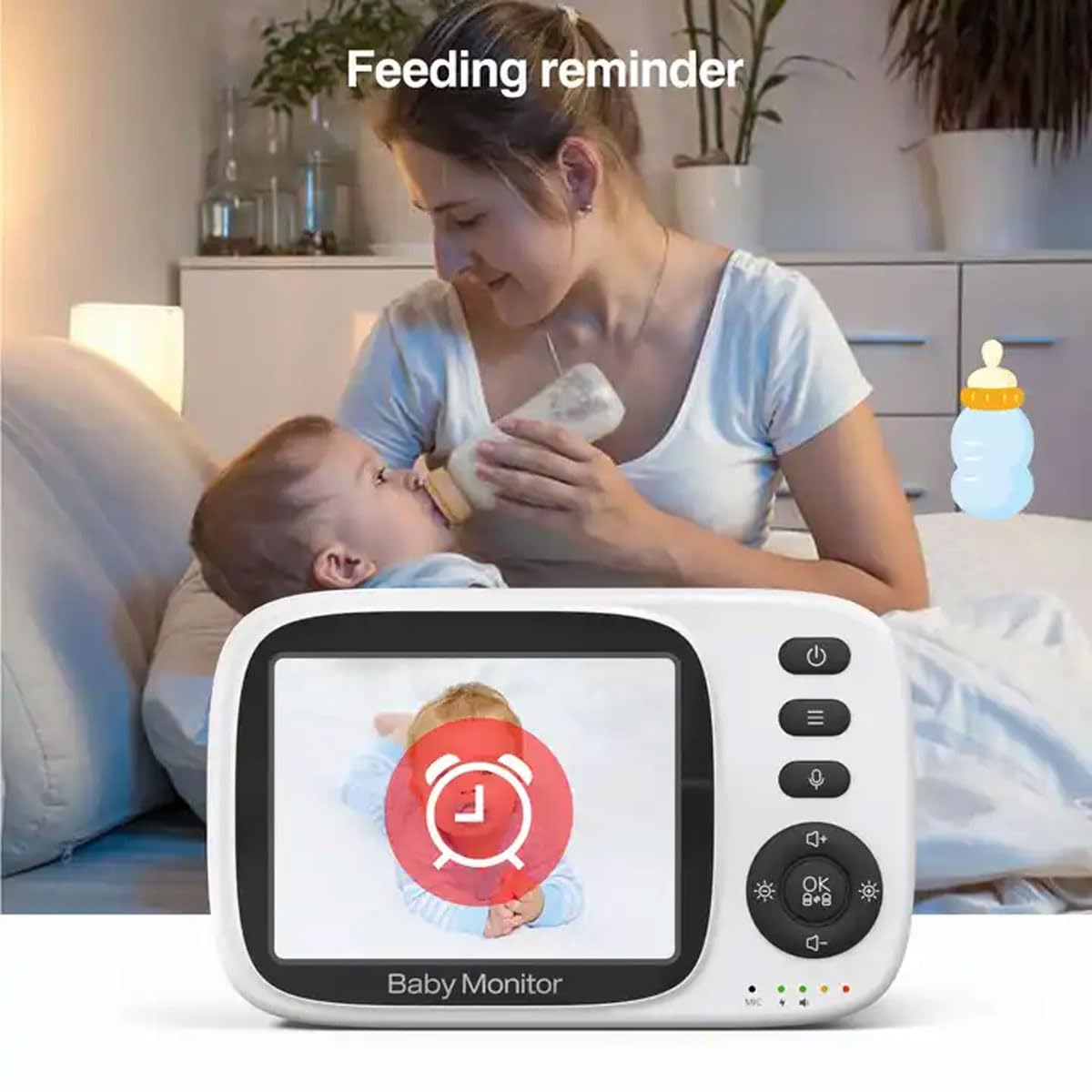 Smart Baby Monitor with 3.2'' LCD Screen & Camera - 1000ft Range, 22H Battery Life, PTZ Control, Two-Way Audio, Night Vision, Lullabies - Ideal for Nursery, Bedroom, and Travel Use