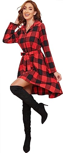 C-high Low Hem Red Black Plaid