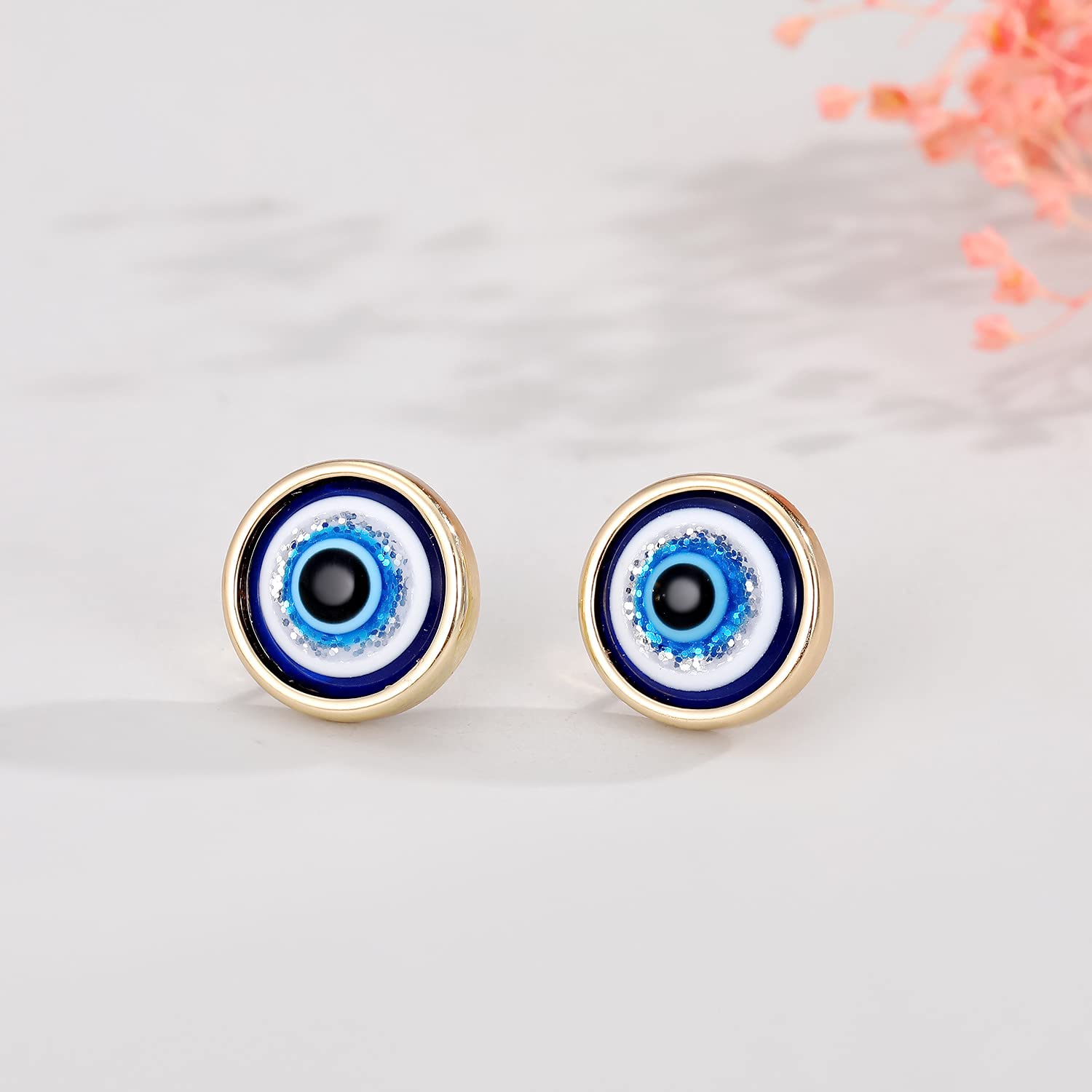 2 Pairs Evil Eye Stud Earrings Set - Blue Turkish Nazar Amulet Protection Jewelry for Women, Kabbalah Hamsa Earrings for Good Luck & Positive Energy | Perfect for Everyday Wear, Gift Giving & Spiritual Protection