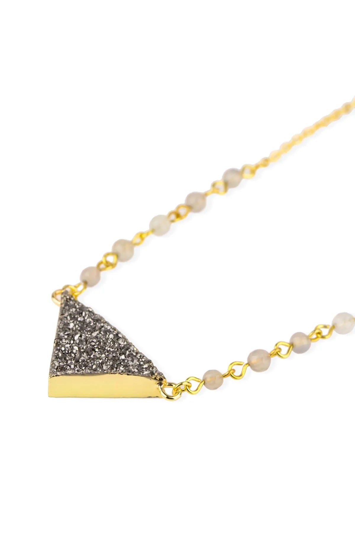 Druzy Triangle Pendant Necklace for Women - Elegant Boho Crystal Jewelry for Everyday Wear & Special Occasions