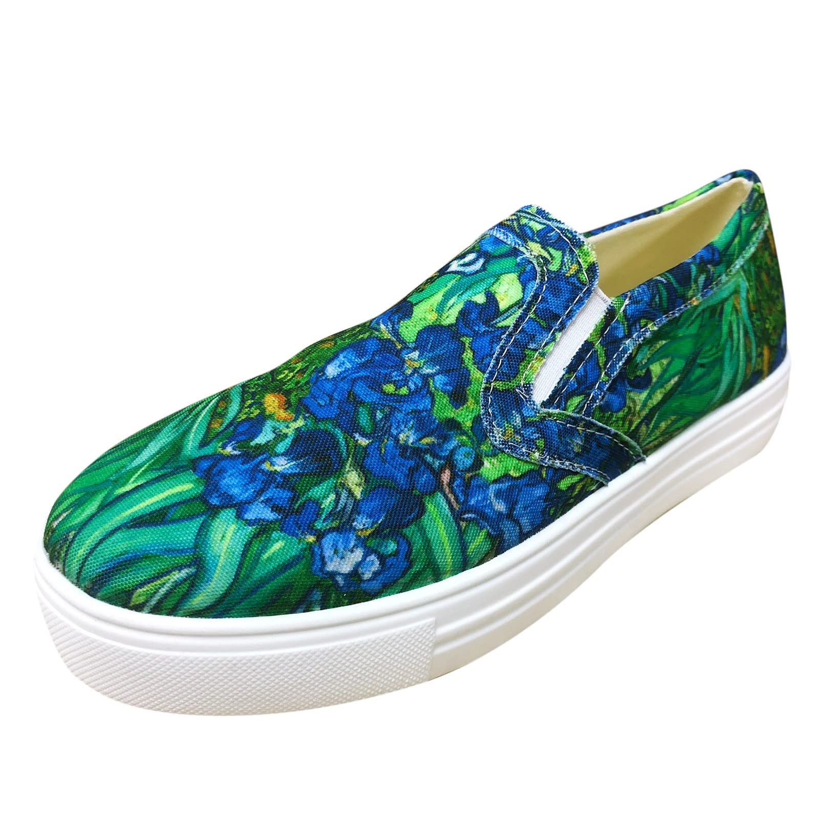 Women's Casual Canvas Shoes - Large Size Flat Sneakers with Graffiti Print | Comfortable Slip-On Walking Shoes for Women | Perfect for Daily Wear, Shopping, and Travel