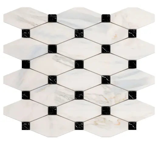 Premium Calacatta Gold Marble Hexagon Mosaic Tile - Elegant Backsplash & Bathroom Wall Decor for Modern Homes