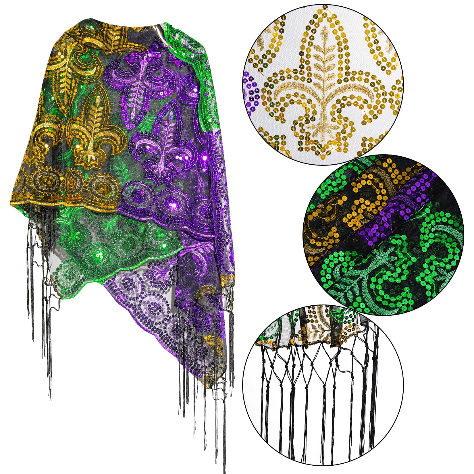 Yolyoo Mardi Gras Scarf & Headband Set - Colorful Masquerade Party Costume Accessories for Women - Perfect for Carnival, Halloween, and Themed Parties
