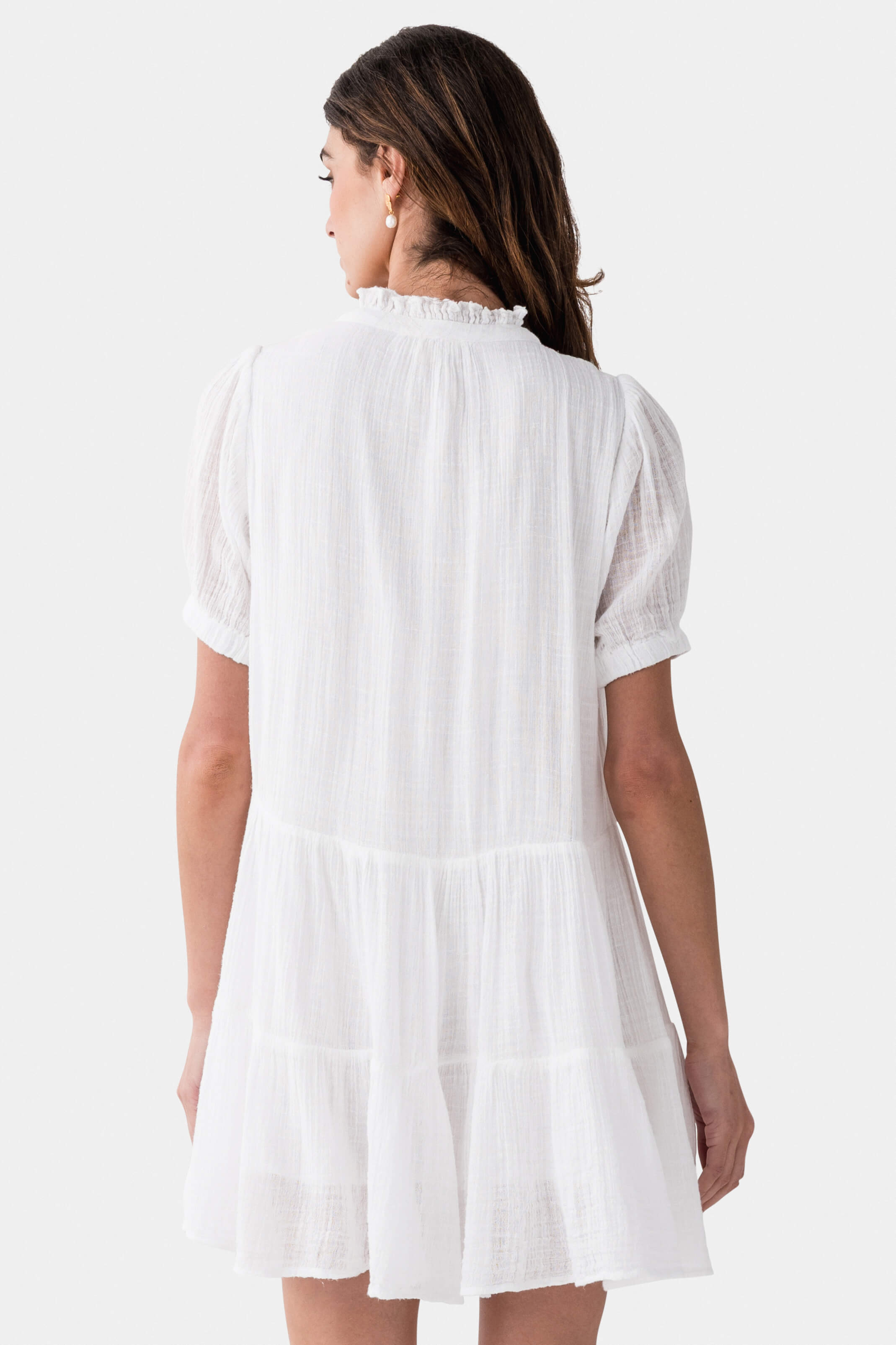 Elan Ruffle Neck Tiered Gauze Dress - Flowy Boho Summer Dress for Women | Perfect for Beach Vacations, Date Nights & Outdoor Weddings