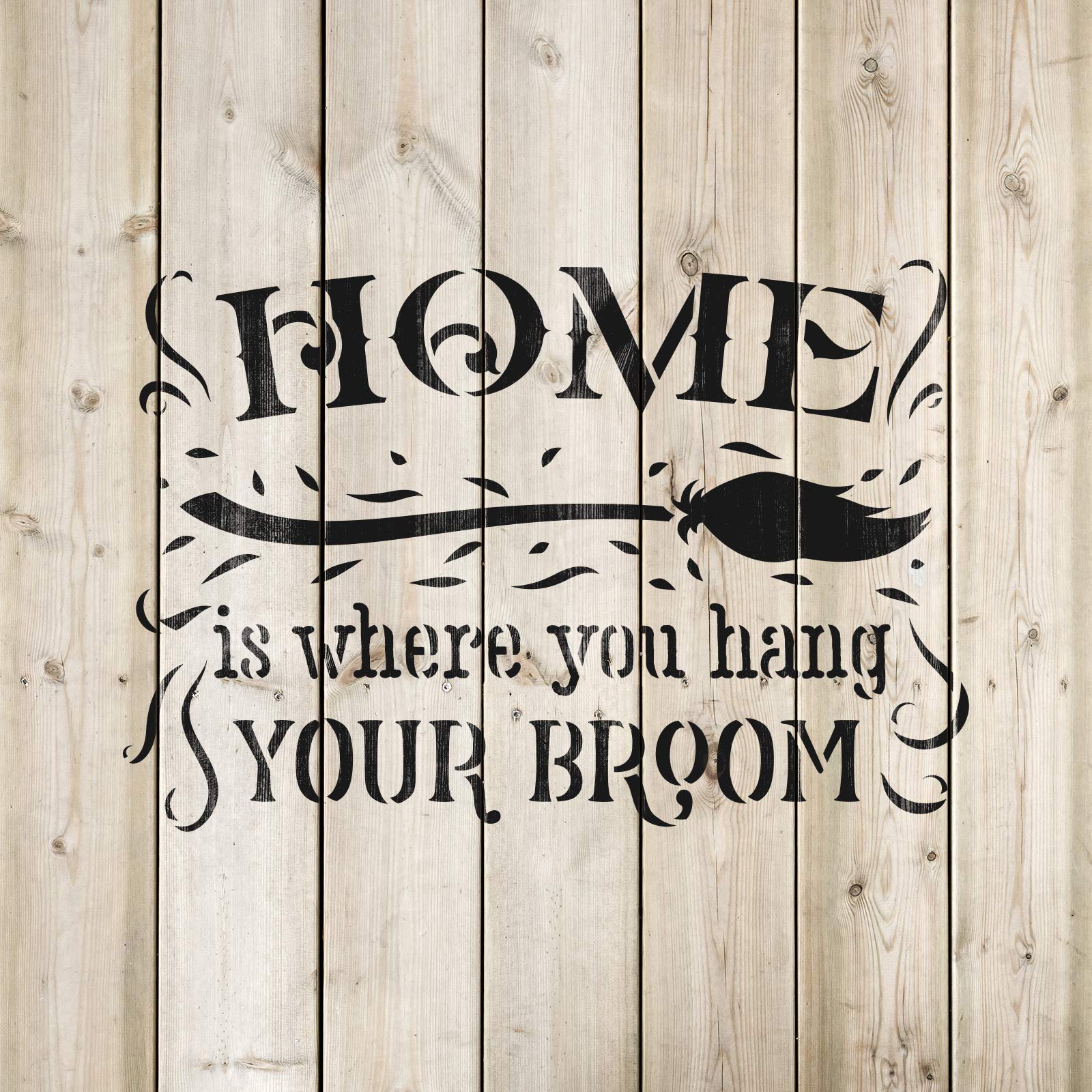 Halloween Broom Sign Stencil - DIY Craft Stencil for Halloween Decor, Fall Home Decor, Spooky Wall Art - Perfect for Pumpkin Carving, Wood Signs, and Porch Decorations