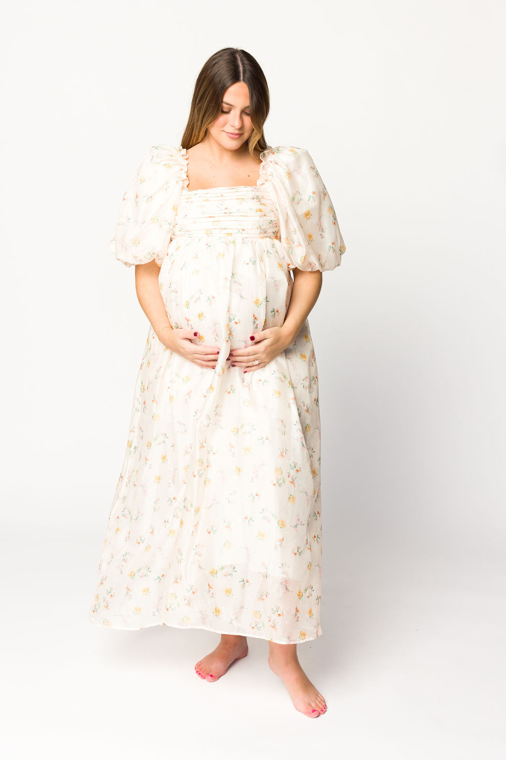 Melody Maxi Dress with Pleats & Bow Detail - Yellow Rose Floral Print | Bump Friendly Maternity Dress | Inclusive Sizing S-3XL | Perfect for Weddings, Baby Showers & Summer Vacations