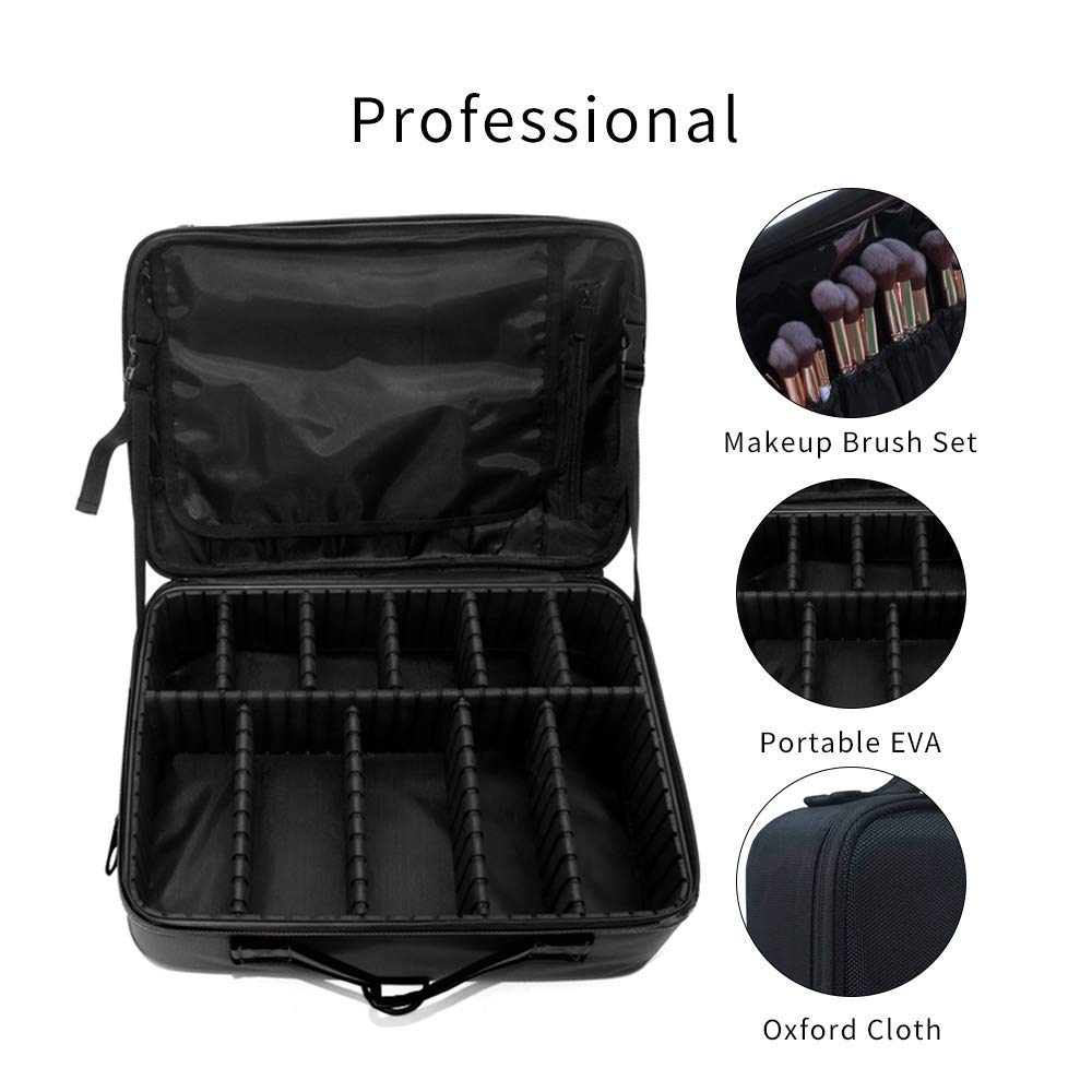Portable Travel Makeup Bag - Large Capacity Cosmetic Organizer & Train Case for Women (Small, Black) | Perfect for Vacation, Gym, Business Trips & Daily Use