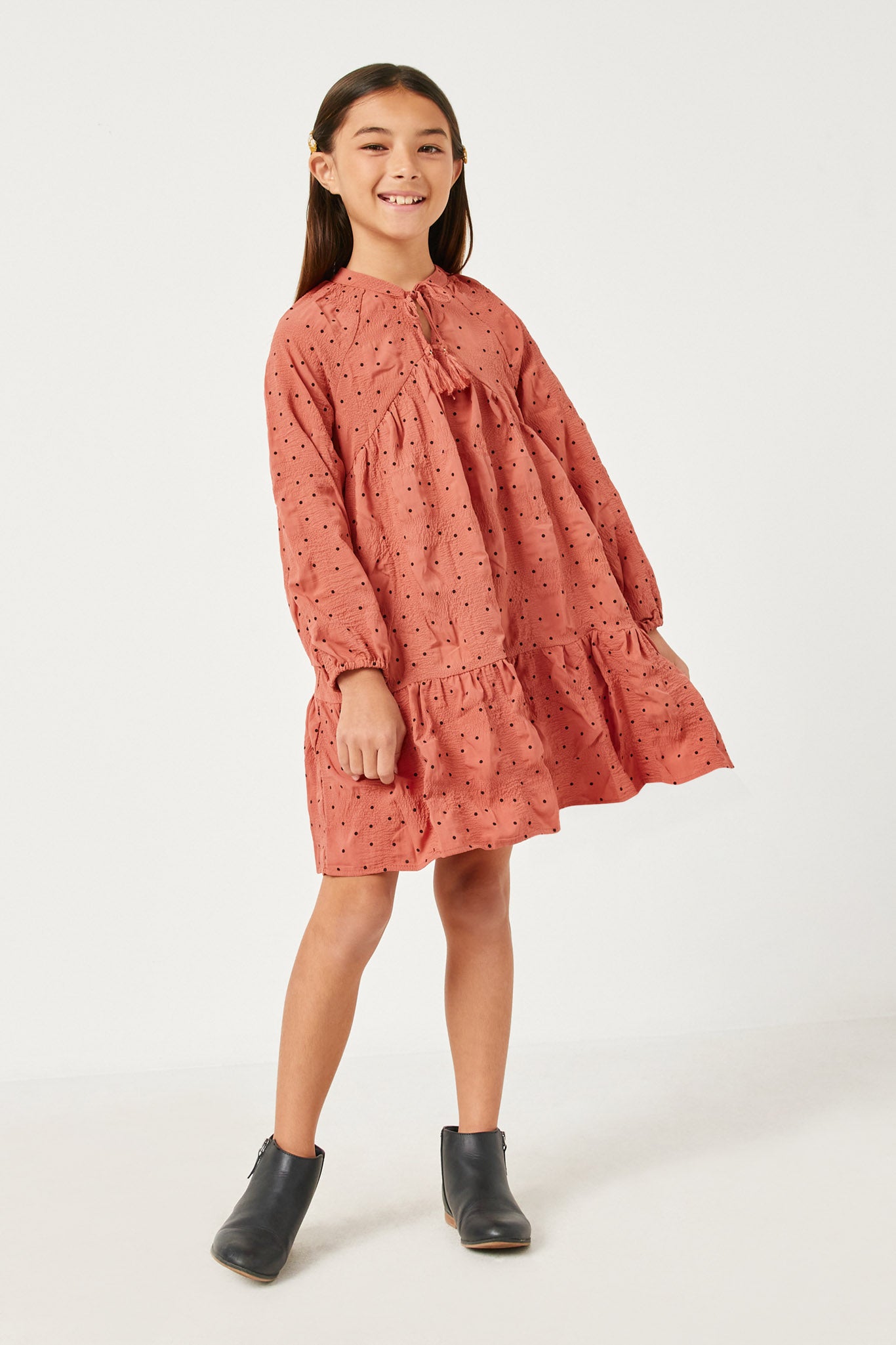 Stylish Textured Polka Dot Dress with Tassel Details - Perfect for Summer Parties, Weddings & Casual Outings