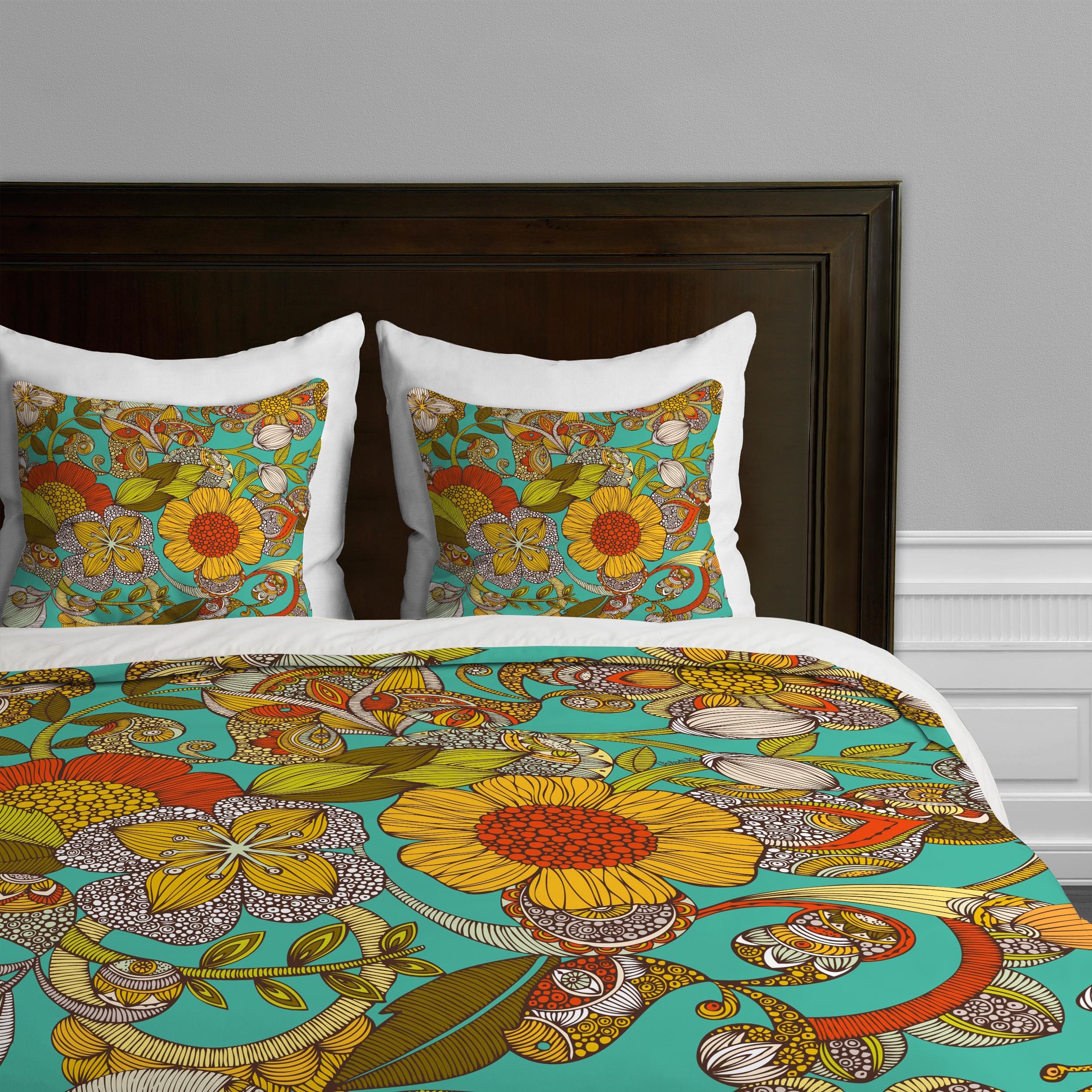 Deny Designs Valentina Ramos Amelia Duvet Cover Queen Size - Bohemian Chic Bedding for Master Bedroom & Guest Room Decor