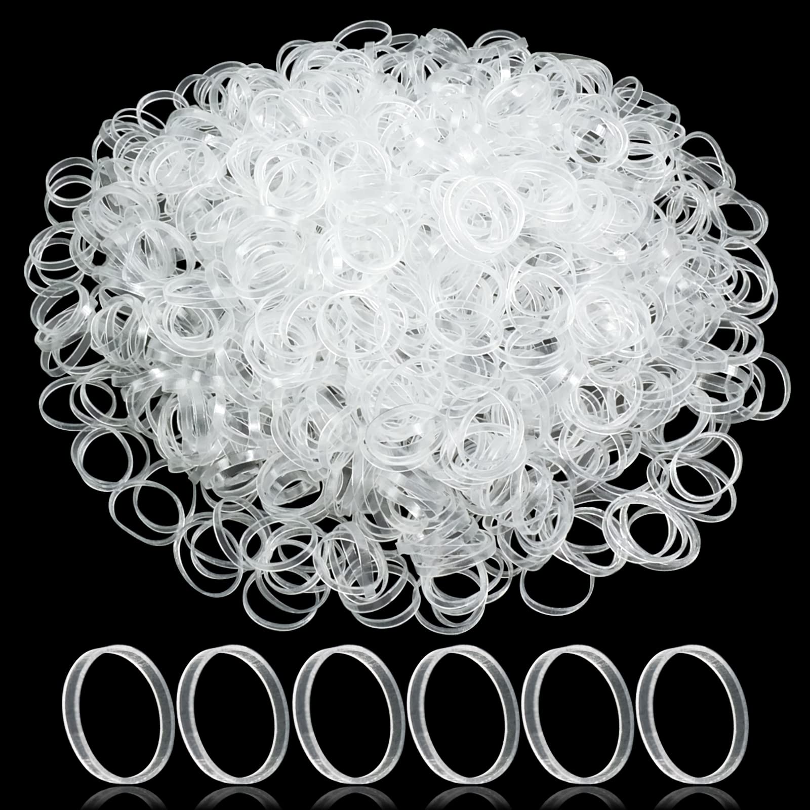 1000pcs Clear Small Hair Elastics - Mini Transparent Rubber Bands for Kids Hair, Dreadlocks & Wedding Hairstyles | Perfect for Braiding, Ponytails & Hair Accessories