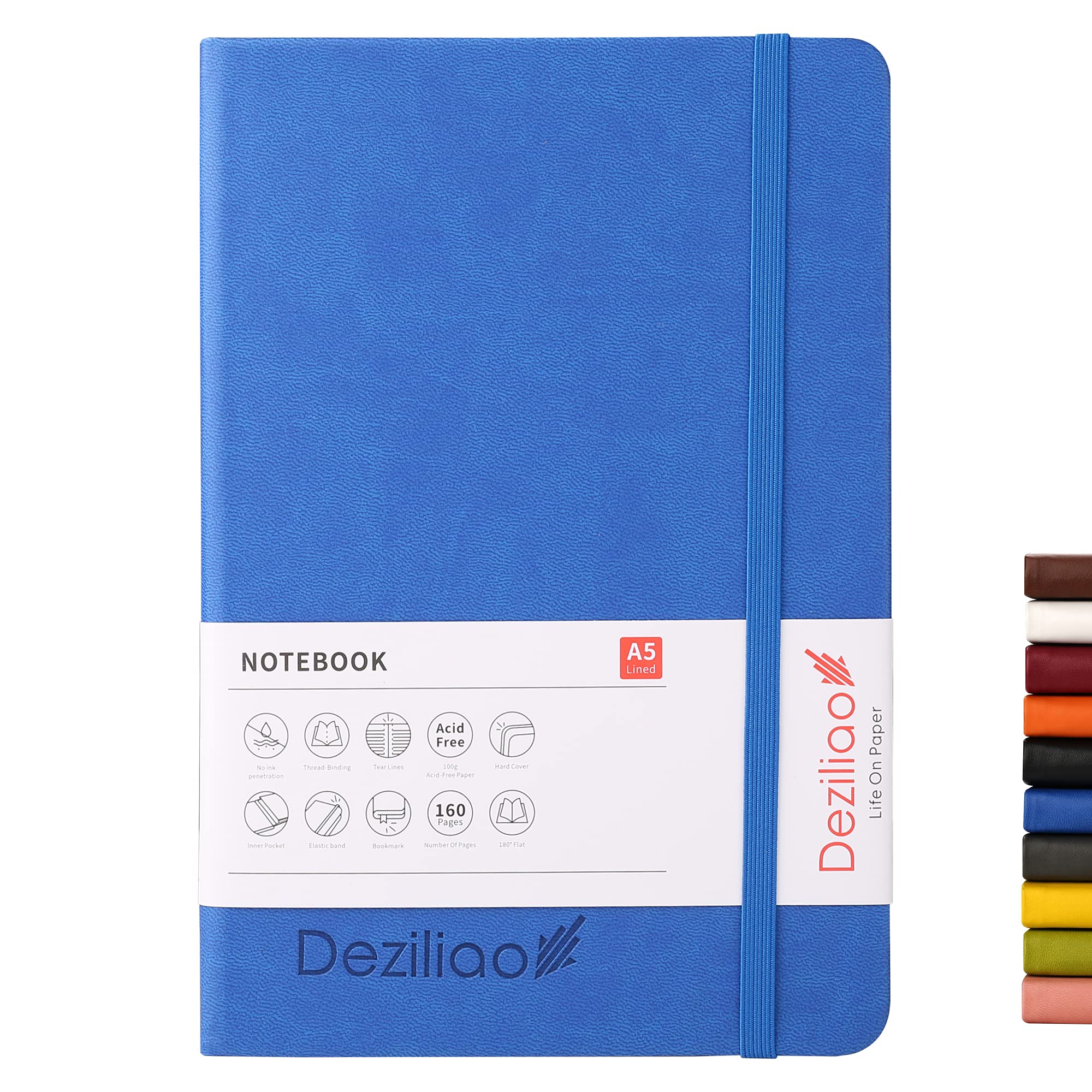 Premium Hardcover Notebook Journal - 160 Pages Lined Writing Notebook with Pocket, 100GSM Thick Paper, 5.7