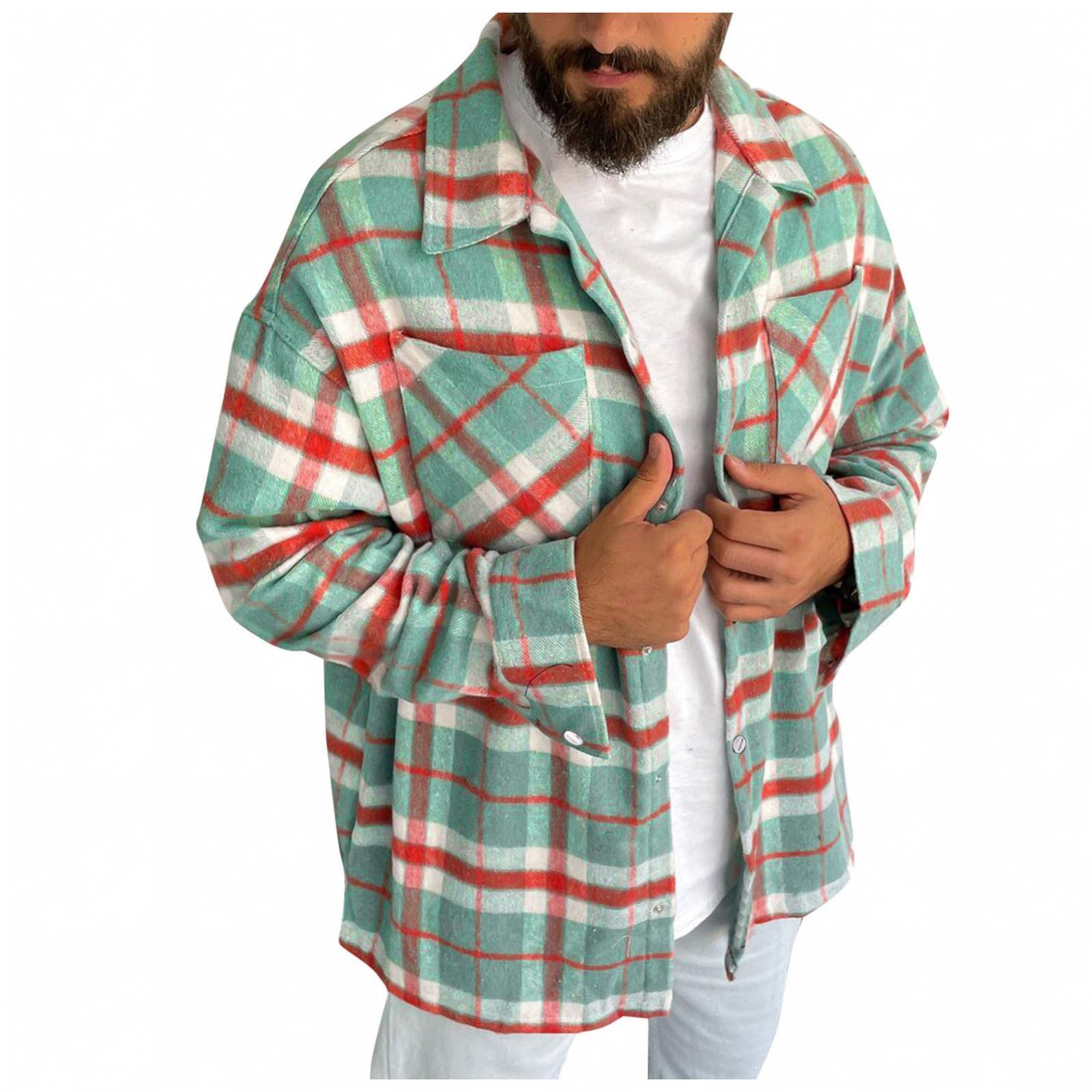Men's Casual Quilted Flannel Shirt Jacket - Long Sleeve Buffalo Plaid Thermal Button Down Dress Shirt for Fall & Winter Outwear - Perfect for Outdoor Activities, Camping, and Casual Work Wear
