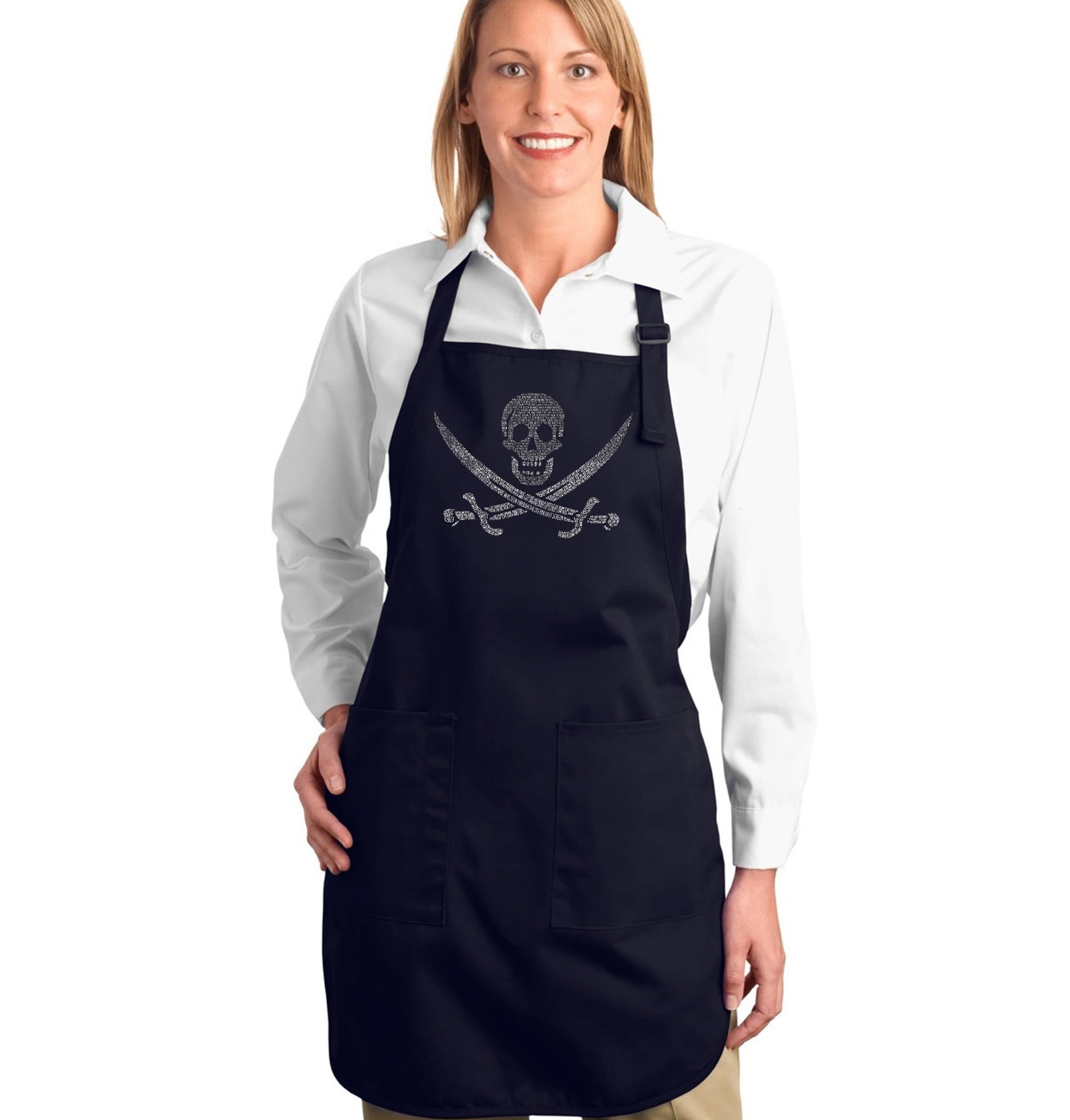 LA POP ART Word Art Apron - Pirate Song Lyrics Kitchen Apron for Cooking, Baking & Grilling - Funny Novelty Gift for Music Lovers & Pirates Fans