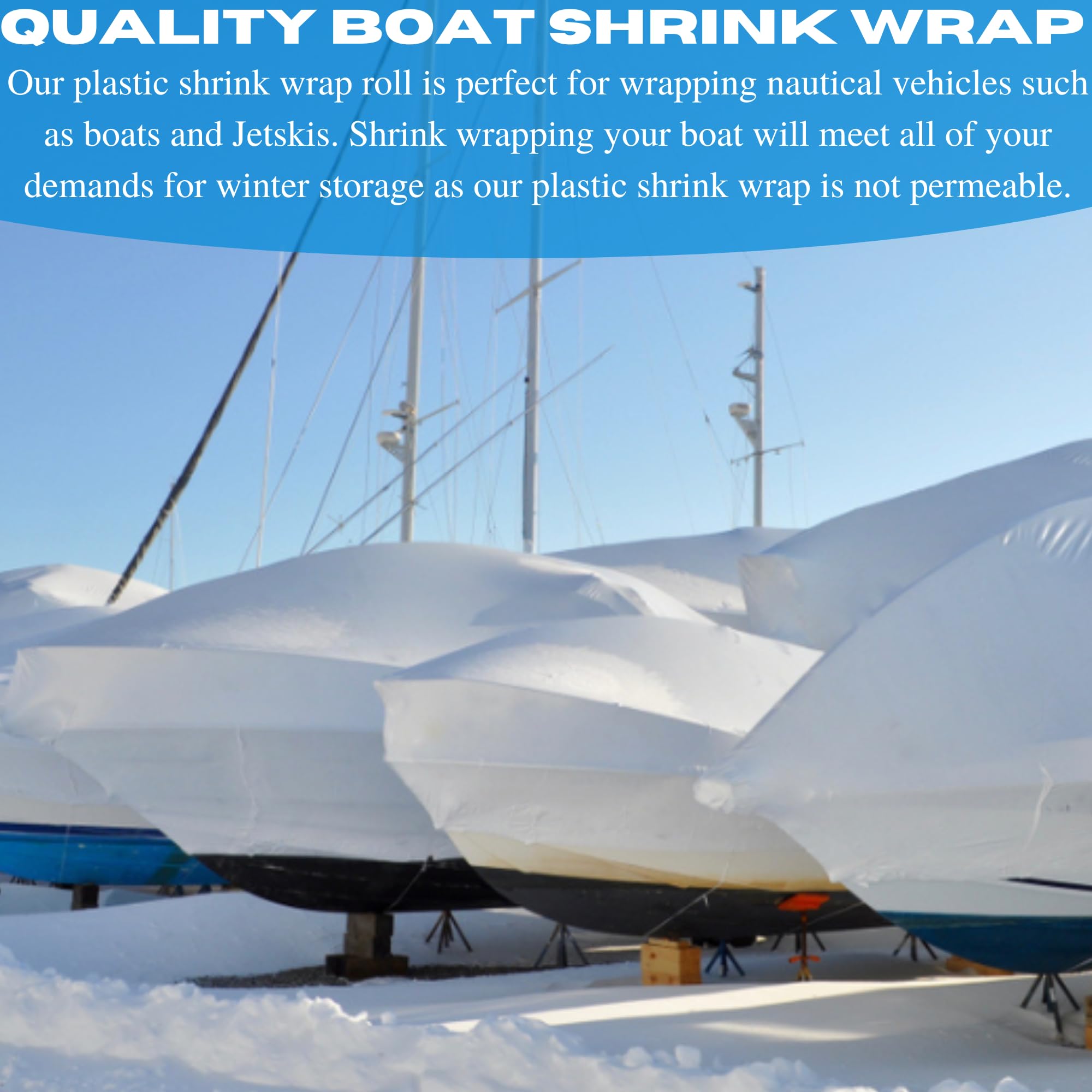 Premium 7 Mil White Polyethylene Plastic Shrink Wrap - Heavy Duty Boat Storage Cover (20' x 30') - Industrial Shrink Film for Marine Protection, Heat Gun Application & Long-Term Storage Solutions