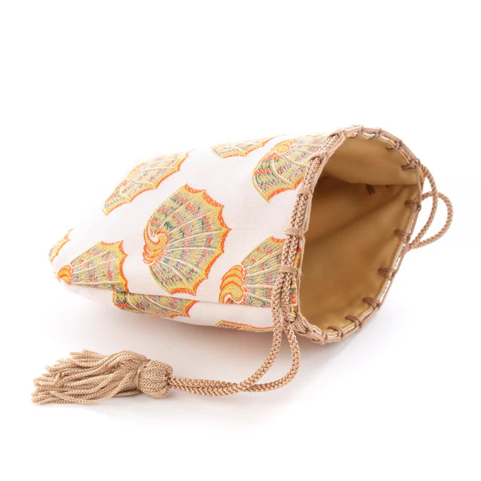 Nishijin Woven Small Drawstring Shell Pouch - Handmade in Kyoto, Japan | Traditional Japanese Craft Purse for Coins, Jewelry & Travel Essentials