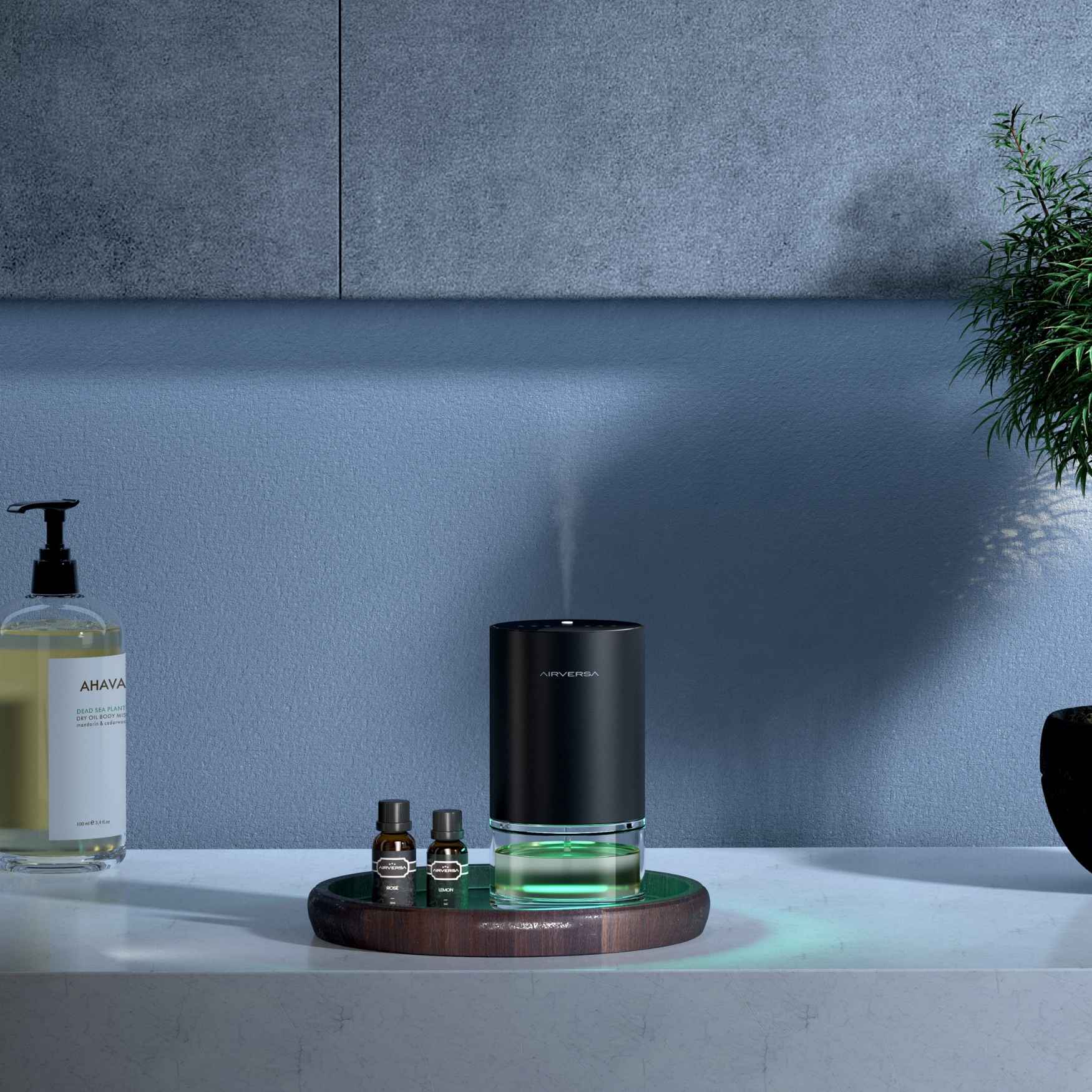 Airversa Scenta+ Waterless Aroma Diffuser - Essential Oil Diffuser for Home, Office, Spa | Black Ultrasonic Aromatherapy Device for Relaxation, Sleep & Stress Relief