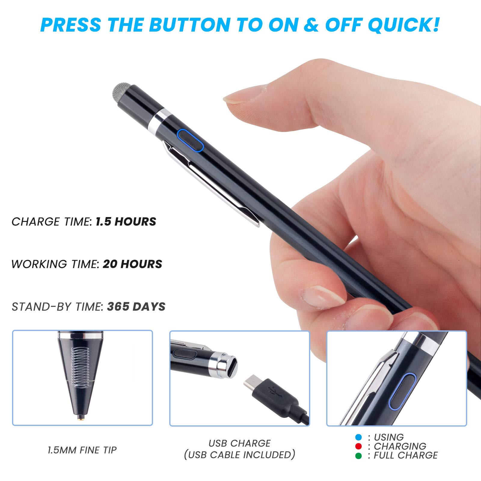 EDIVIA 1.5mm Stylus for Acer Chromebook Aspire Switch - Digital Pencil for Drawing & Note-Taking