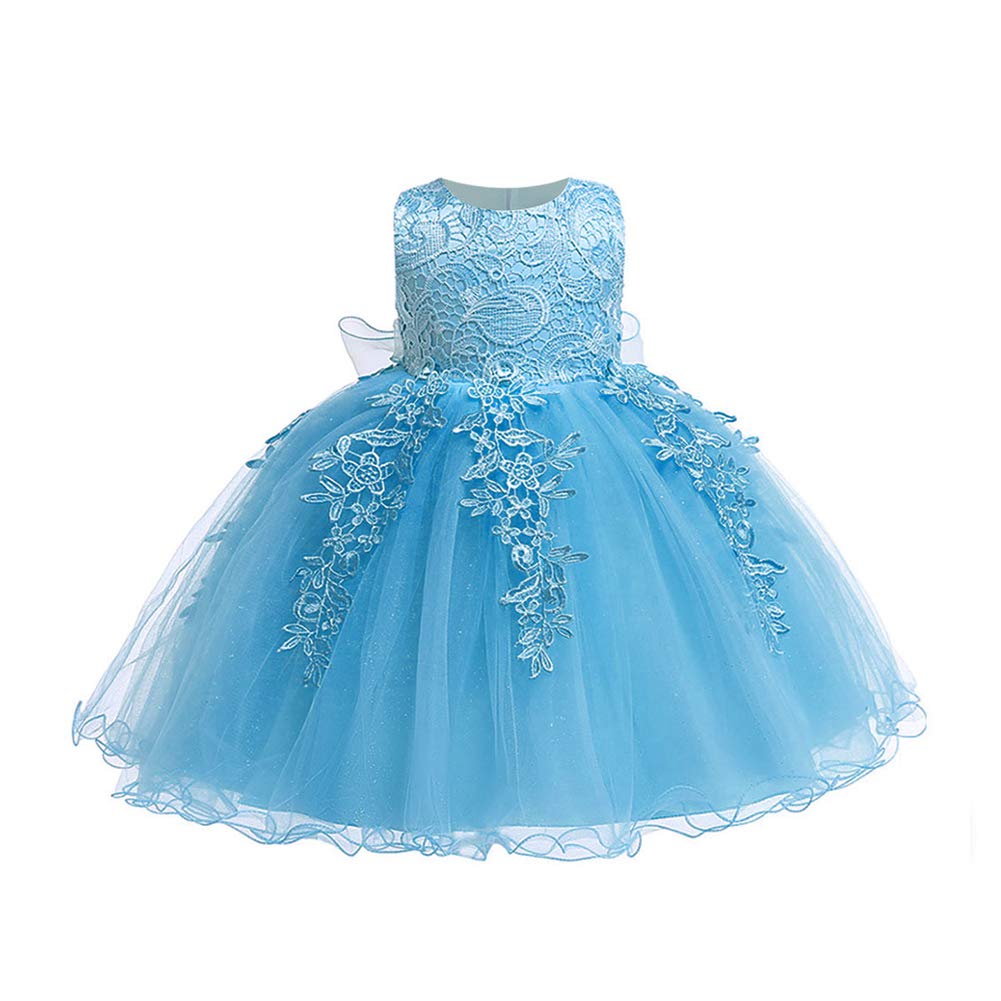LZH Baby Girls Formal Dress with Bowknot - Elegant Flower Lace Party Gown for Birthday, Wedding & Special Occasions | Perfect for Photoshoots, Pageants & Holiday Celebrations