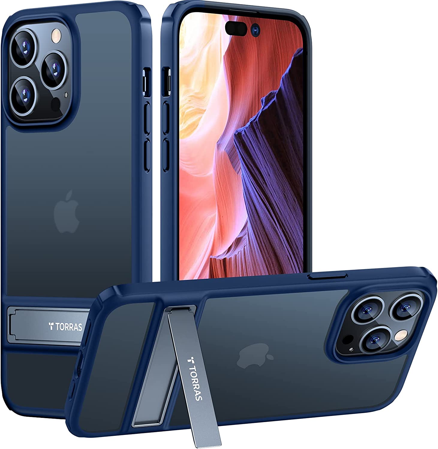 iPhone 14 Pro Case with Metal Kickstand - Translucent Matte Protective Cover for iPhone 14 Pro - Perfect for Work, Travel and Everyday Use